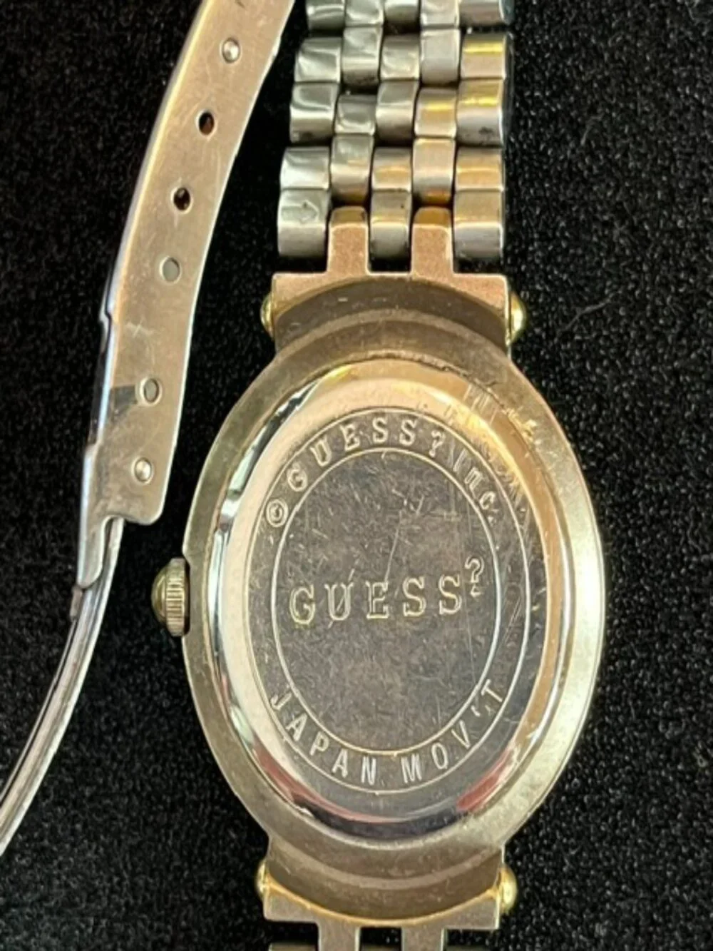 GUESS | Two-tone Bracelet Watch Black Dial Mirrored Edge-NEW Battery